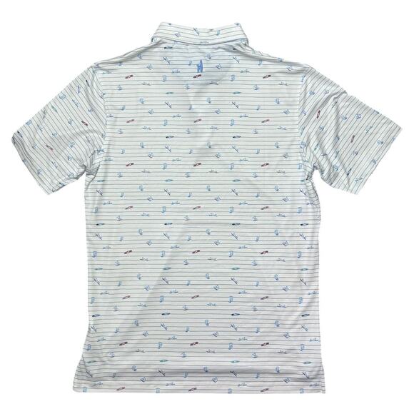 Johnnie-O Surfin' Stripes Men's Short Sleeve Golf Polo Shirt - Size Medium - Picture 2 of 5